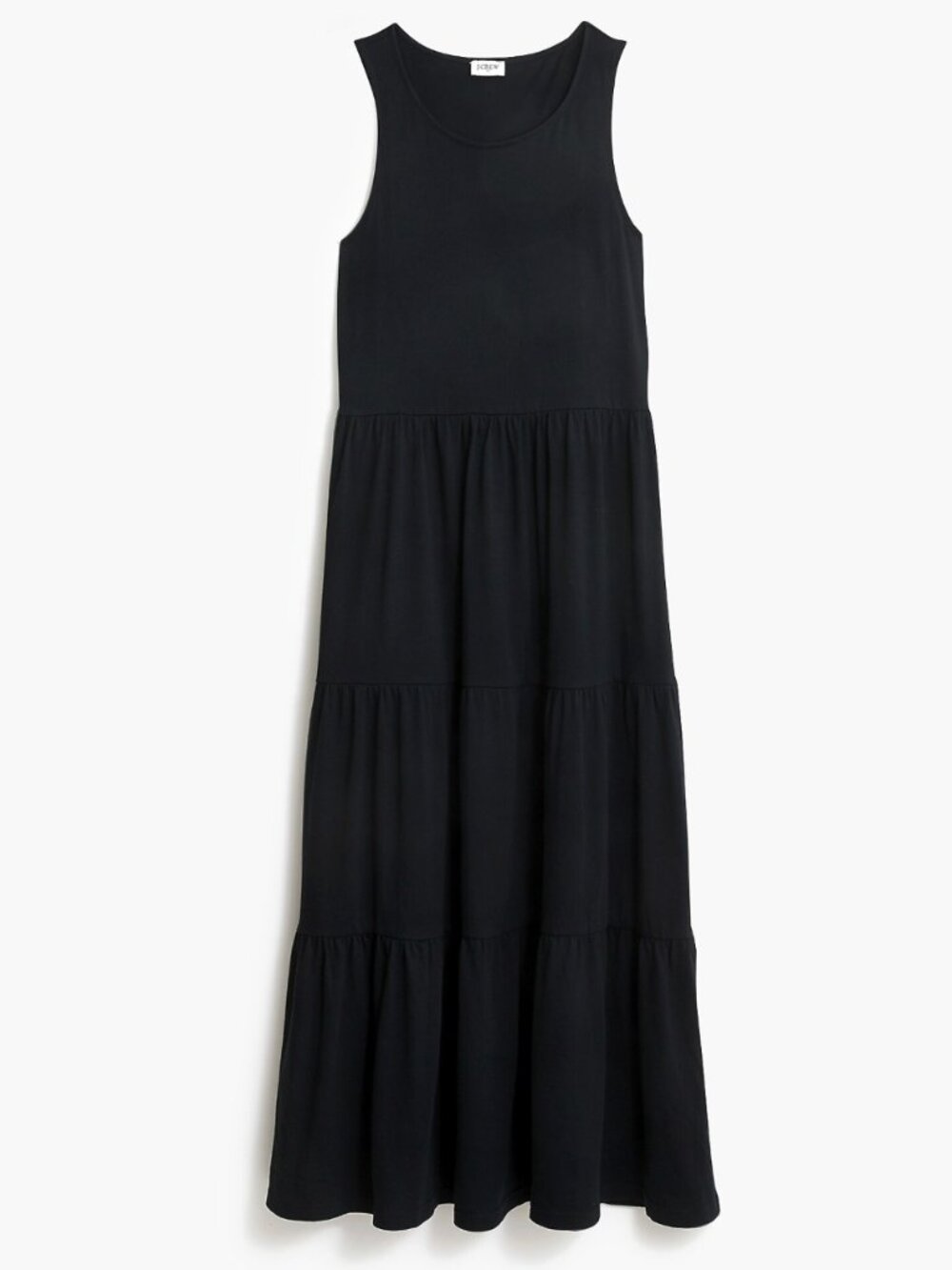 J. Crew Factory Tiered Knit Maxi Dress in Black, Size S NWOT